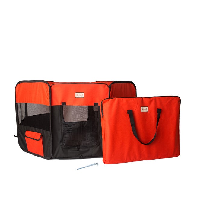 Portable Pet Dog Kitten Playpen In Black And Red Combo, BLACK RED, hi-res image number 0