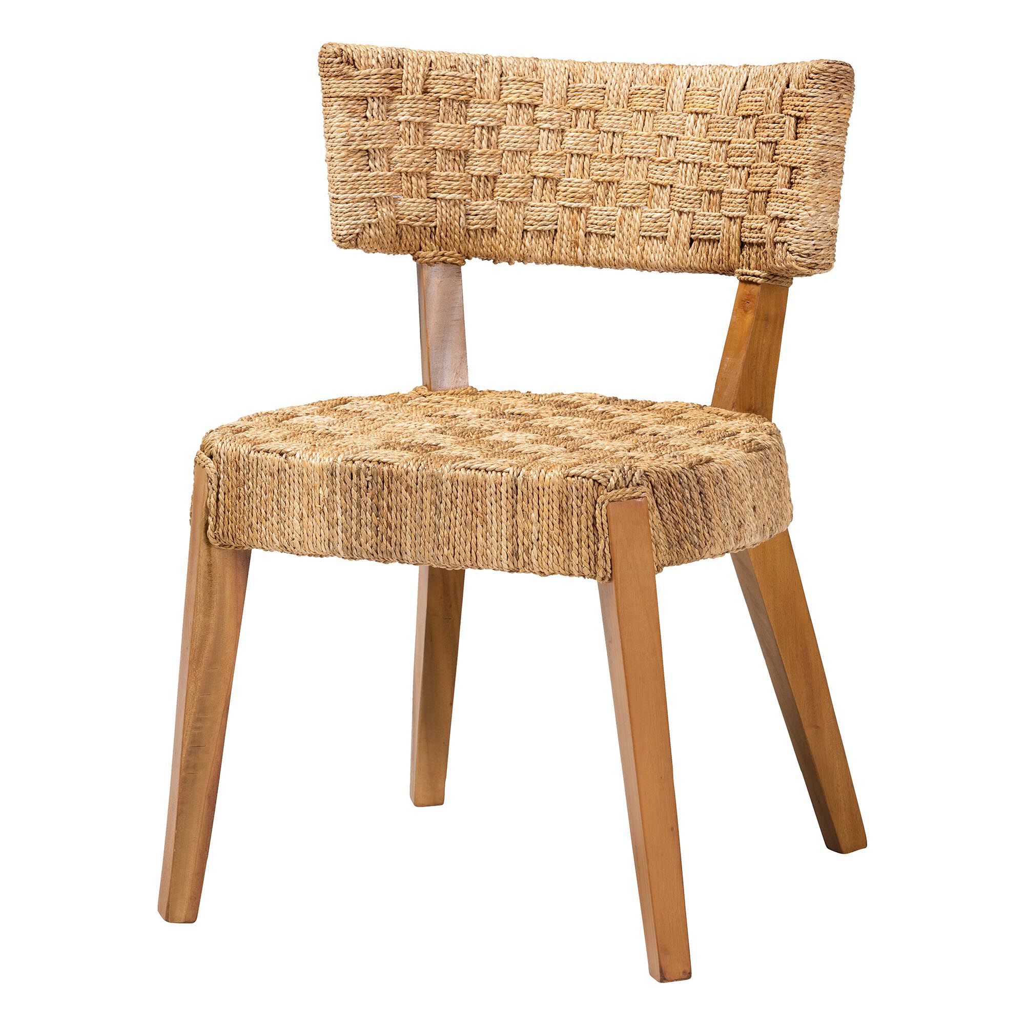 Sabit Bohemian Seagrass and Mahogany Wood Dining Chair, NATURAL, alternate image number 1