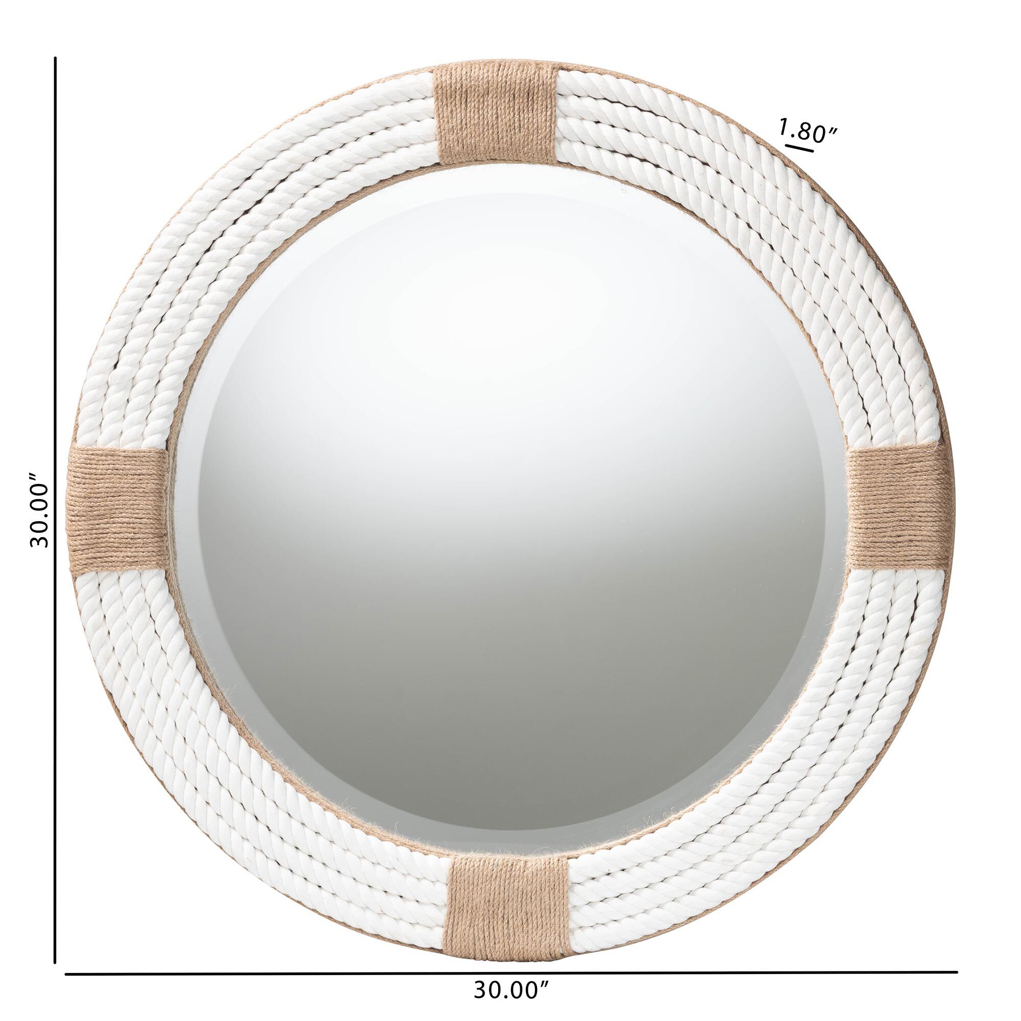 Makya Round  Woven Rope Mirror, WHITE, alternate image number 4