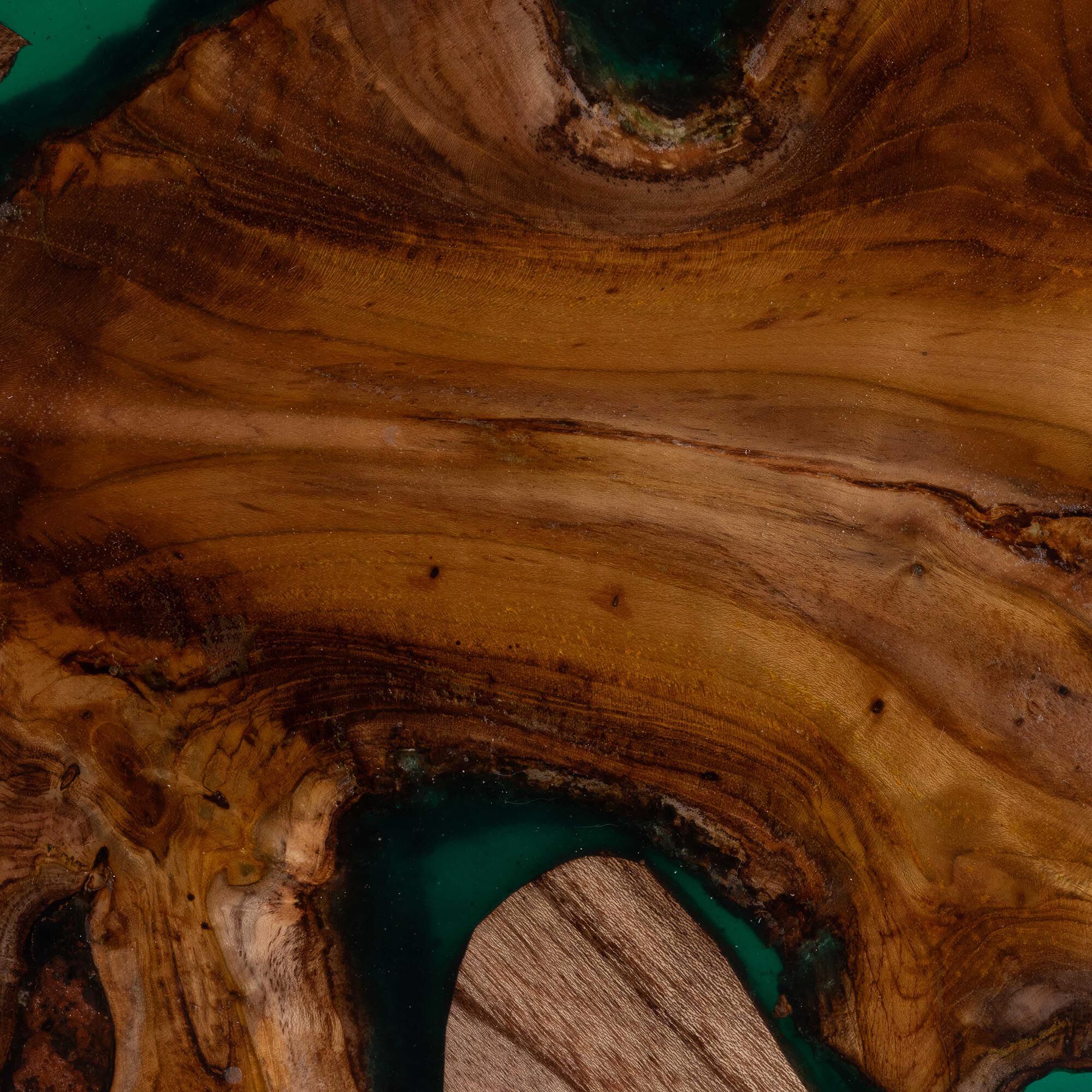 Amada Teak Wood Epoxy Resin End Table, GREEN, alternate image number 5