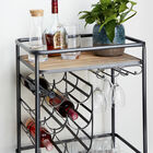 Brown Chinese Fir and Metal Industrial Bar Cart, 30x20x15, , alternate image number null
