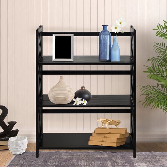 Montego 3-Shelf Folding Bookcase -Black, , alternate image number null