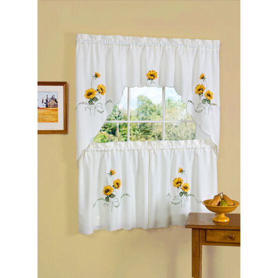 Sunshine Embellished Tier and Swag Window Curtain Set, YELLOW, hi-res image number null