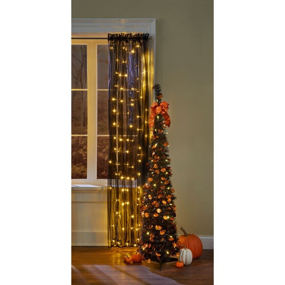 5' Pre-Lit Slim Halloween Pop-Up Tree, BLACK, hi-res image number null