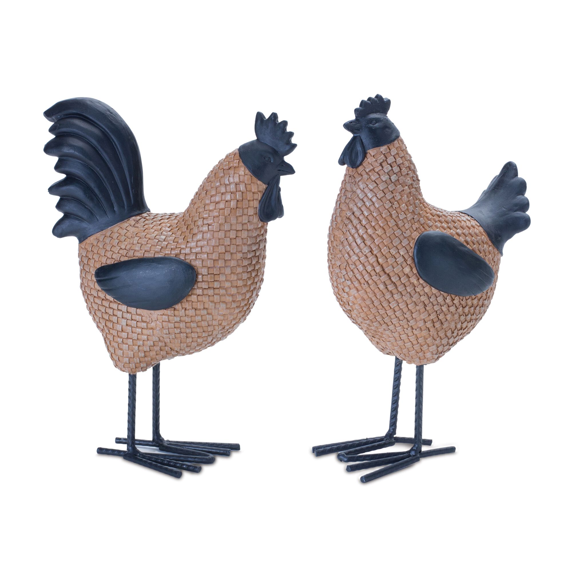 Wicker Hen and Rooster Decor (Set of 2), BROWN BLACK, hi-res image number 0