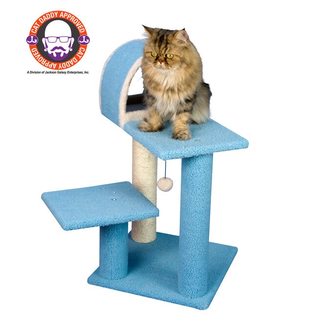 Real Wood 29 inches Cat Tree With Scratcher And Tunnel, SKY, hi-res image number null