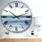 Mint Indigo Dawn I Farmhouse Wall Clock, BLUE, hi-res image number null