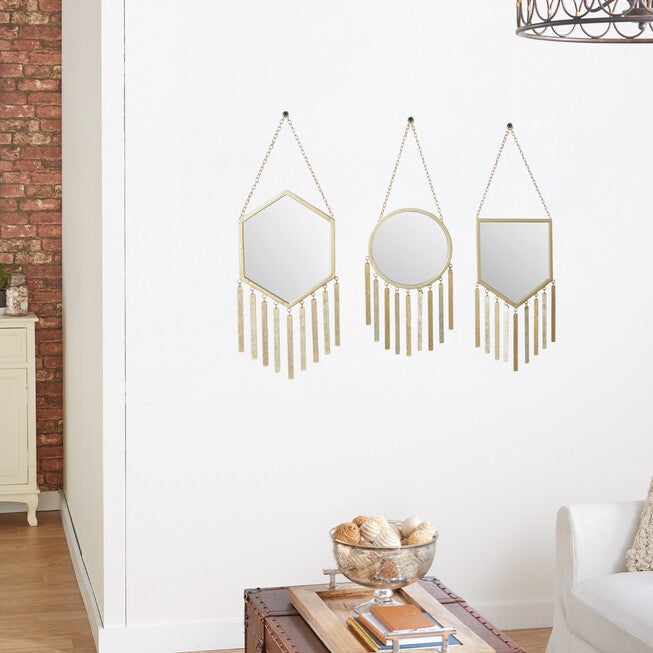 Set Of 3 Gold Metal Farmhouse Wall Mirror, , alternate image number 7