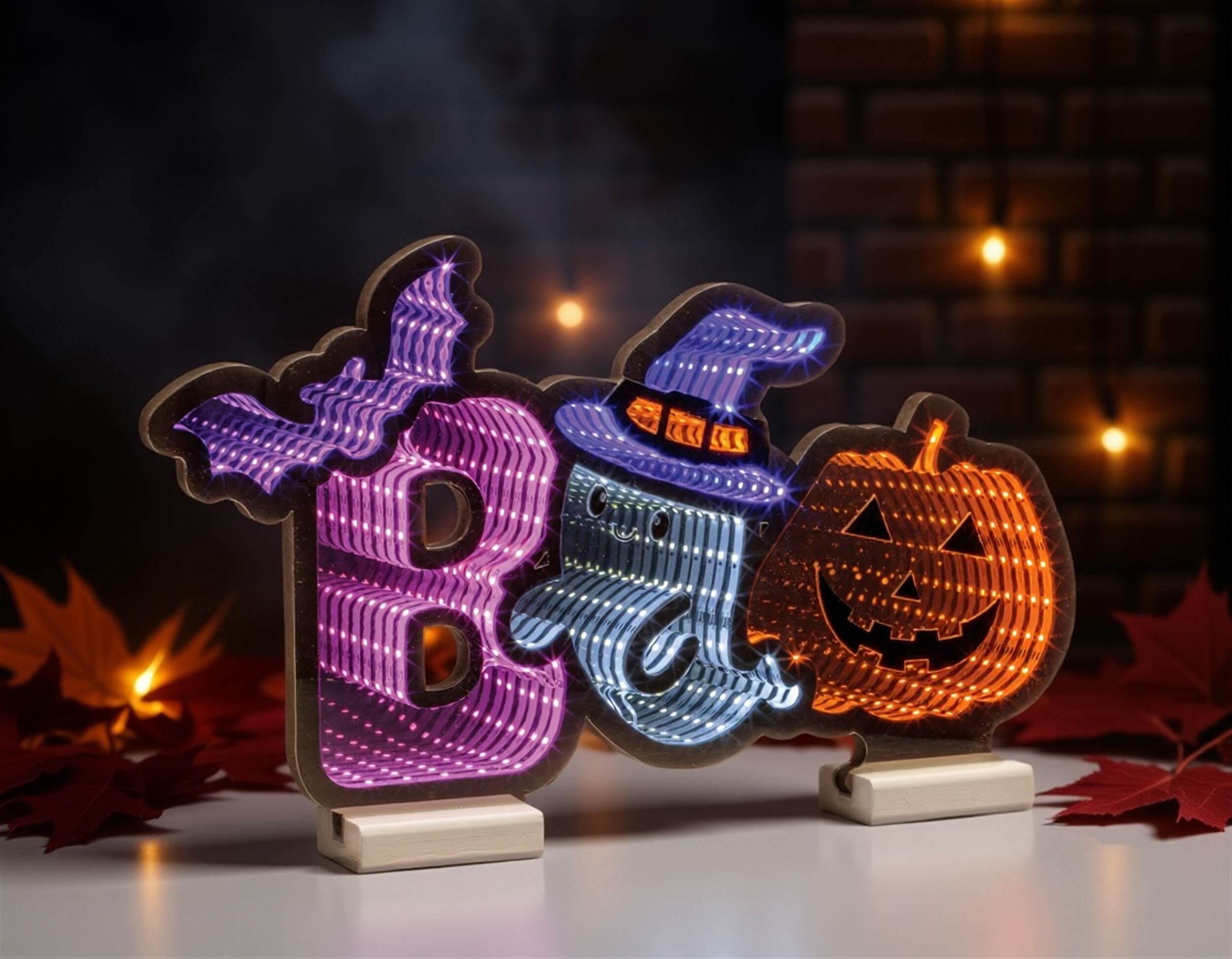 Halloween Boo Ekkolight 17 inchesL, PURPLE ORANGE BLACK, hi-res image number 0