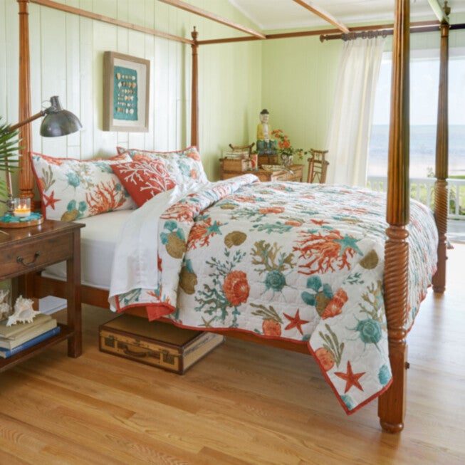 Coastal 3-Pc. Quilt Set, CORAL MULTI, hi-res image number 0