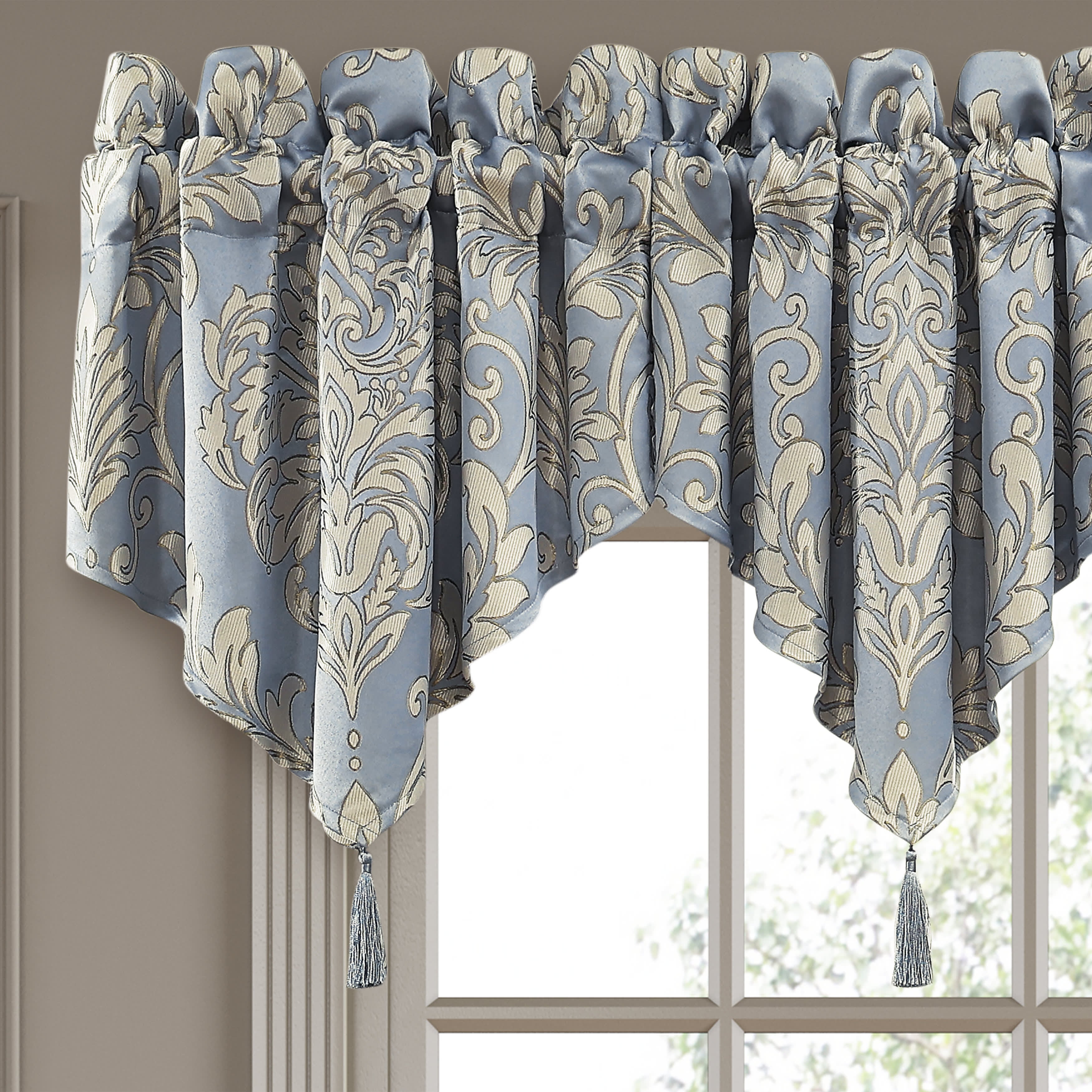Lorenzo Window Ascot Valance, BLUE, alternate image number 1
