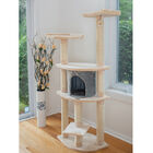 64" Real Wood Cat Tree With Sractch Sisal Post, Soft-Side Playhouse, , on-hover image number 1