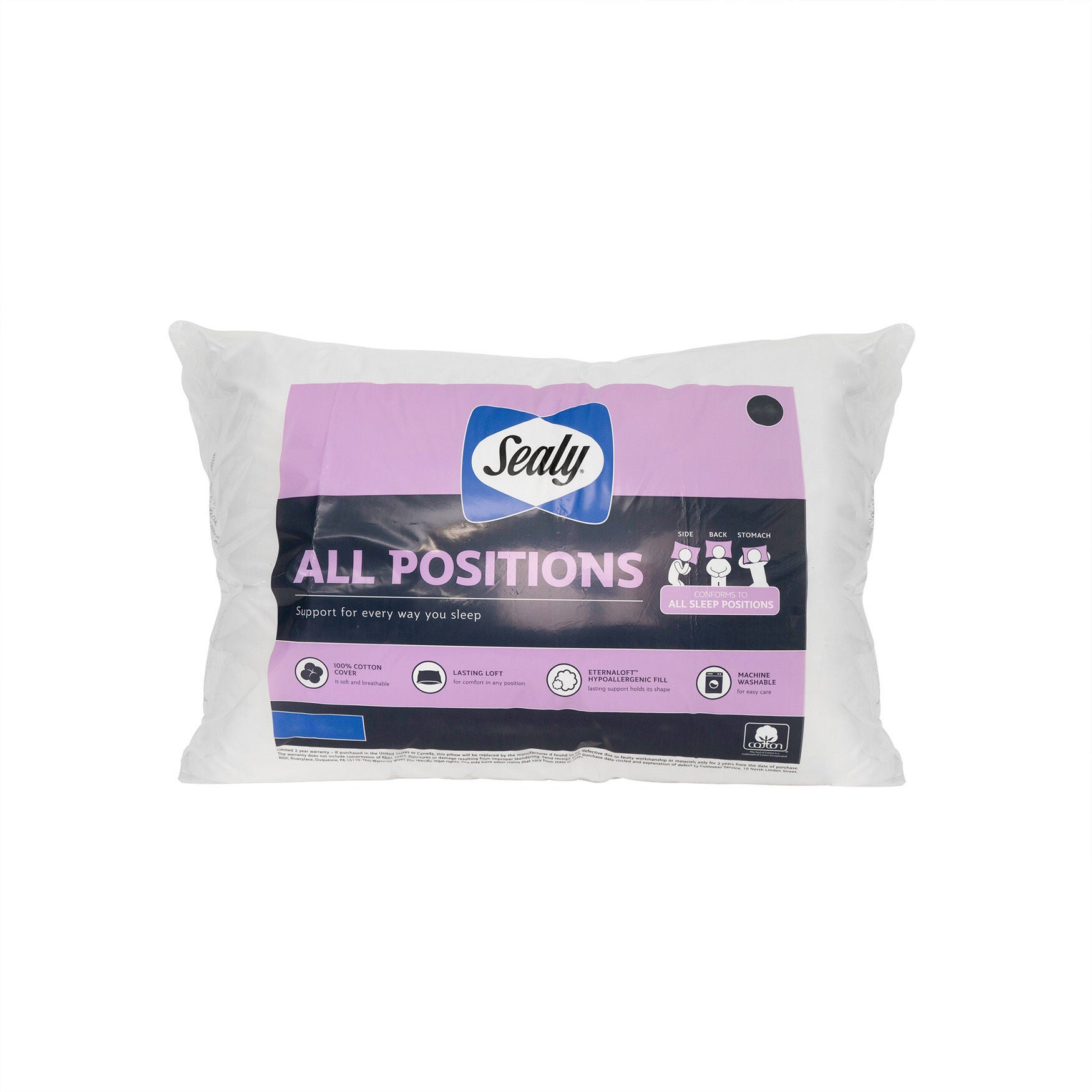 Sealy All Positions Pillow, WHITE, hi-res image number 0
