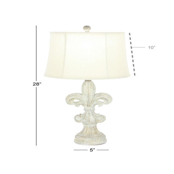 Set Of 2 White Polystone French Country Table Lamp, , alternate image number null