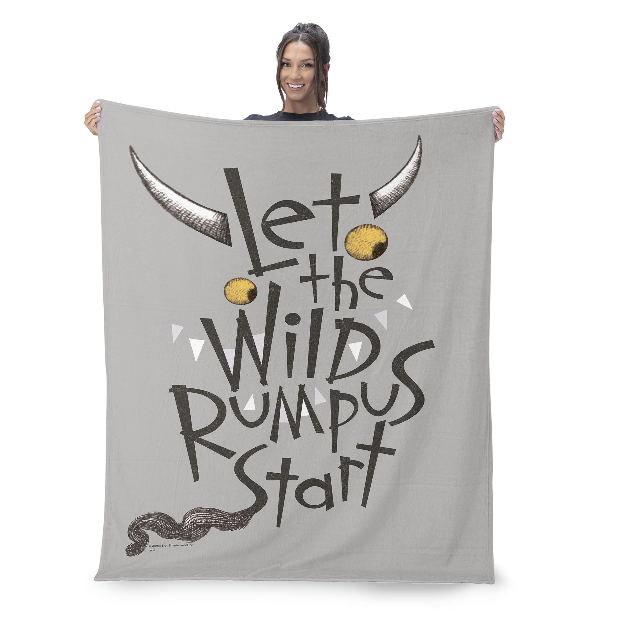 Warner Bros. Where the Wild Things Are Wild Rumpus Silk Touch Sherpa Throw Blanket 50x60 Inches, GRAY, on-hover image number 1