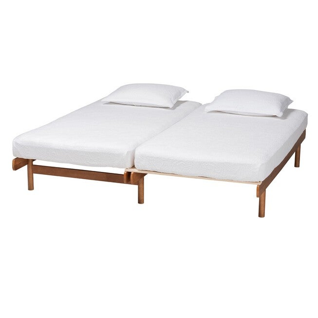 Bolivia Mid-Century Modern Walnut Brown Wood Expandable Twin To King Bed Frame, , alternate image number null