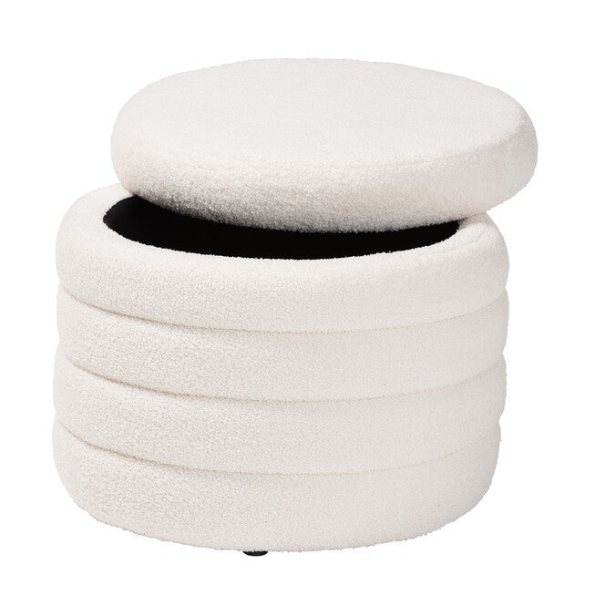 Tabitha Modern And Contemporary Ivory Boucle Upholstered Storage Ottoman, , on-hover image number null