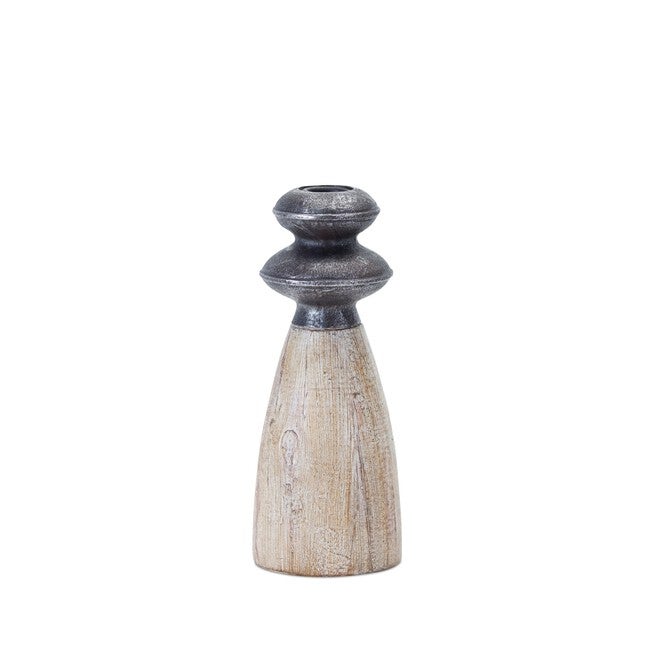 Candle Holder (Set of 4) 8.75 inchesH, 9.25 inchesH, 11.5 inchesH, 13.25 inchesH Resin/Stone Powder, BROWN/WHITE, alternate image number null