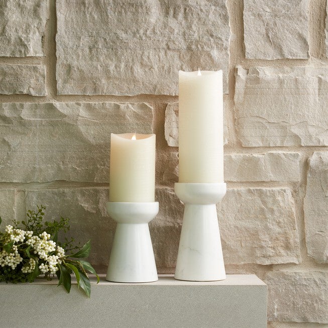 Modern Marble Candle Holder (Set of 2), WHITE/GREY, alternate image number null