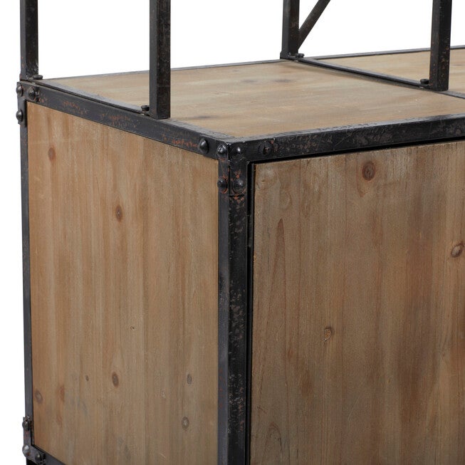 Industrial Rectangular Brown Wood and Metal Multi-Tiered Clothing Rack, 72 inchesH x 44 inchesL x 17 inchesW, , alternate image number 5