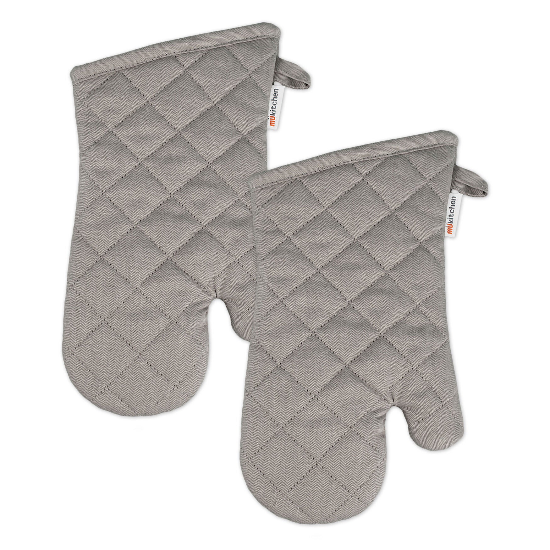 Solid Twill Oven Mitt, Set 2, NICKEL GRAY, hi-res image number 0