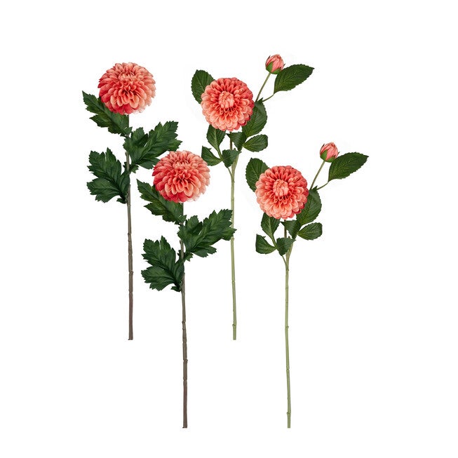 Pink Dahlia Flower Stem With Bud Accent (Set Of 4), , on-hover image number null