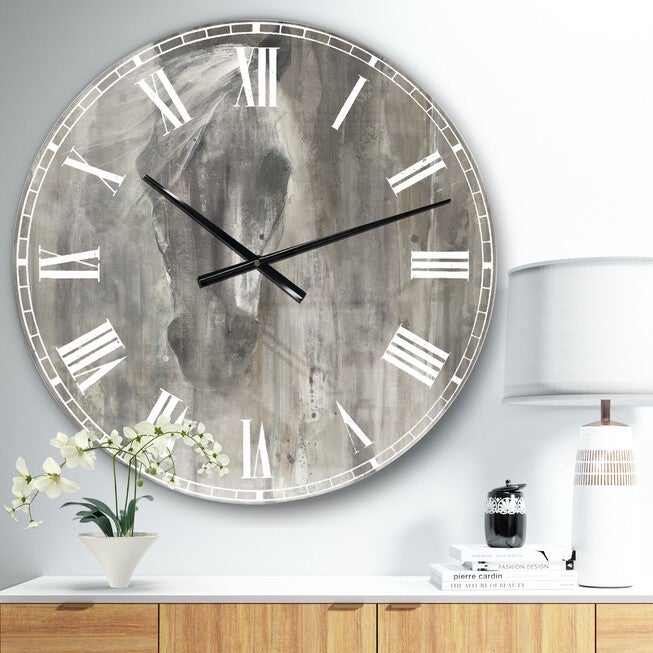 Farmhouse Horse Farmhouse Wall Clock, GREY, hi-res image number 0