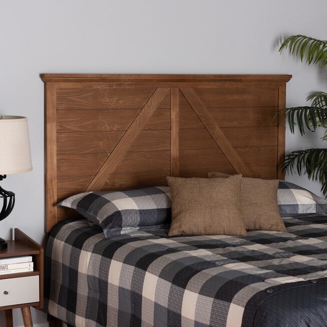 Yorick Classic And Traditional Ash Walnut Finished Wood Queen Size Headboard, , alternate image number null