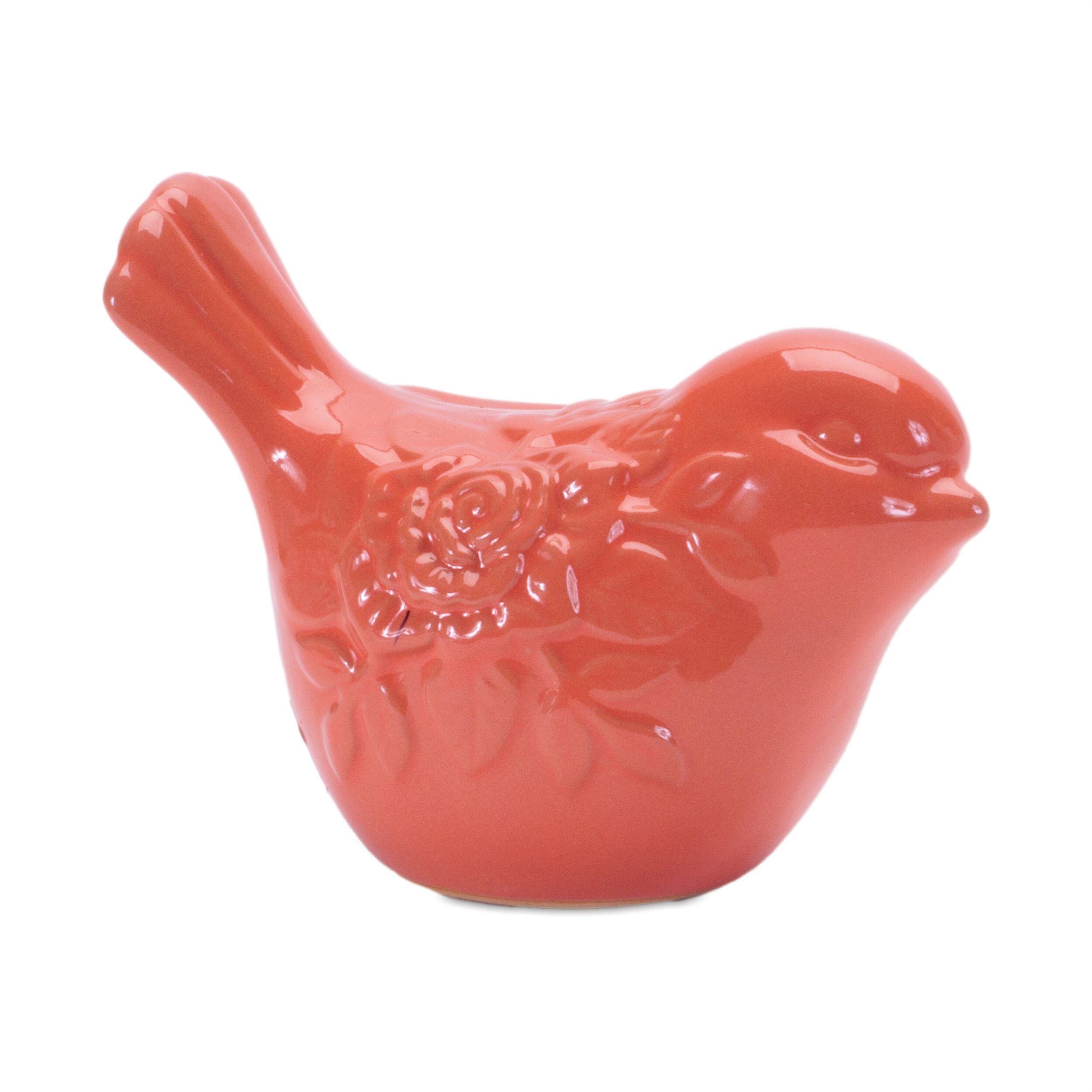 Ceramic Floral Bird Figurine Set of 6, PINK, alternate image number 2