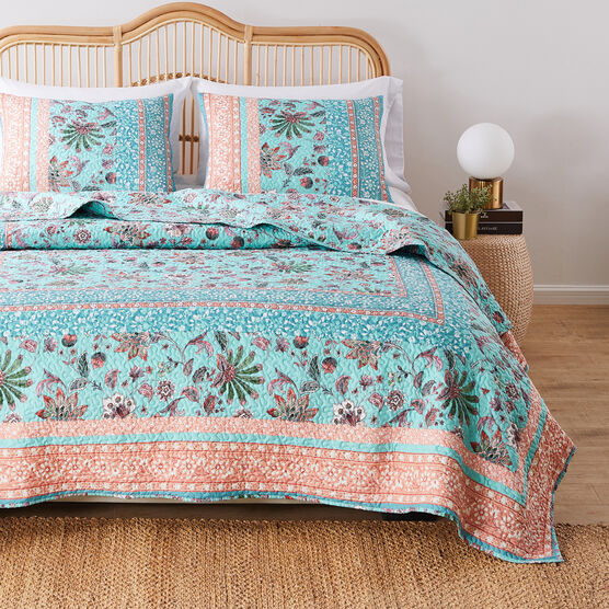 Audrey Turquoise Quilt Set, TURQUOISE, hi-res image number null