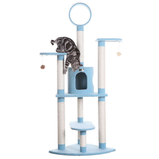 Classic 65" Real Wood Five Levels Cat Tree With Perch, Condo, Hanging Tunnel, , alternate image number null