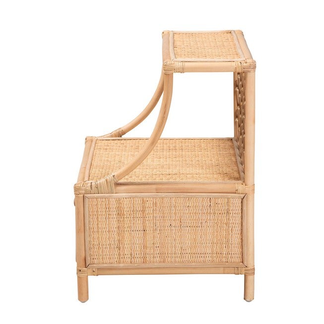 Lalo Modern Bohemian Natural Brown Rattan 1-Drawer Nightstand, , alternate image number null