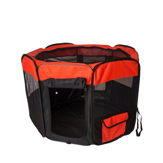 Portable Pet Dog Kitten Playpen In Black And Red Combo, , alternate image number null