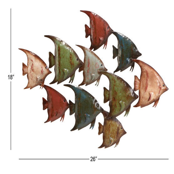 Multi Colored Metal Coastal Fish Wall Decor, , alternate image number null