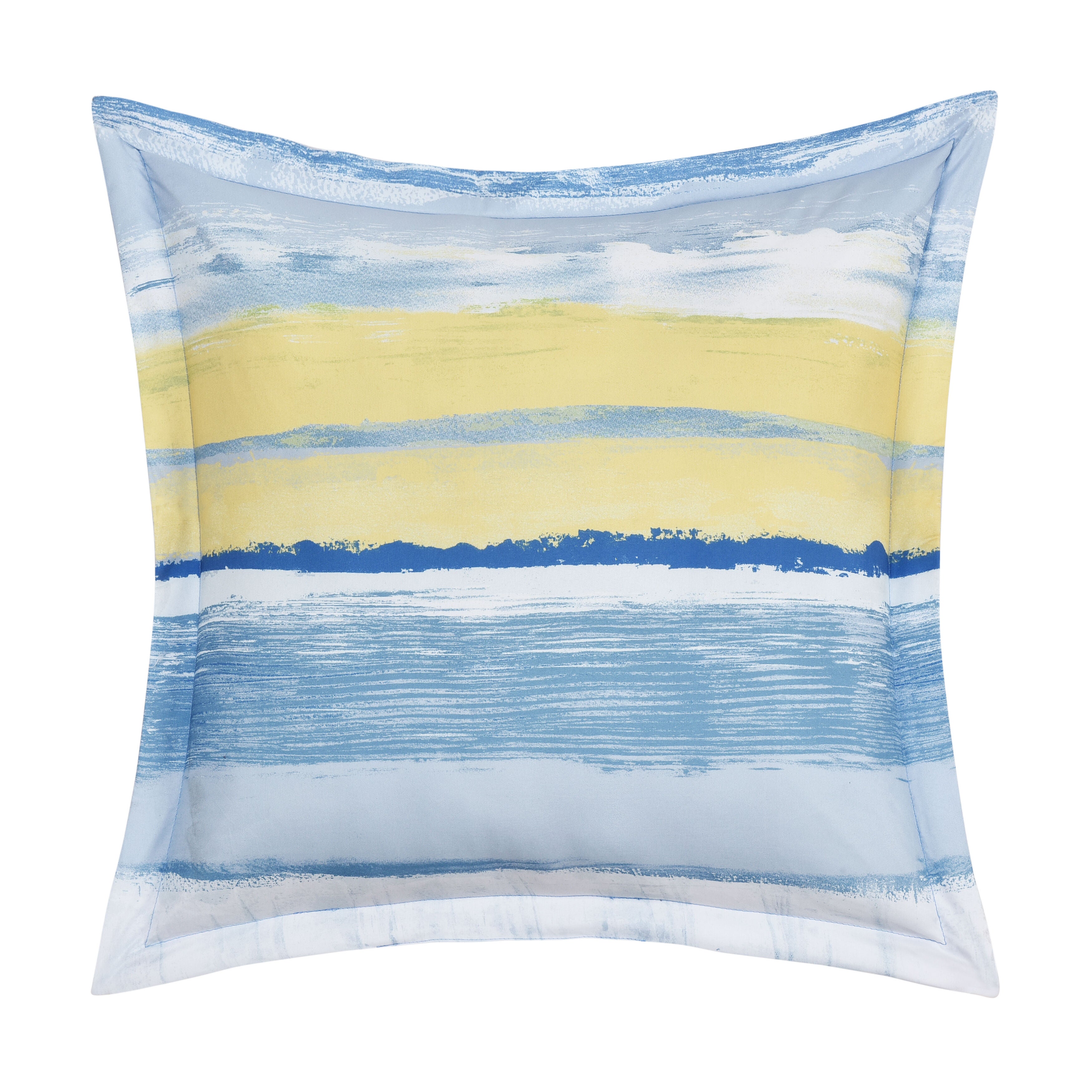 SEASHORE 18 inches SQUARE DECORATIVE THROW PILLOW, BLUE, hi-res image number 0