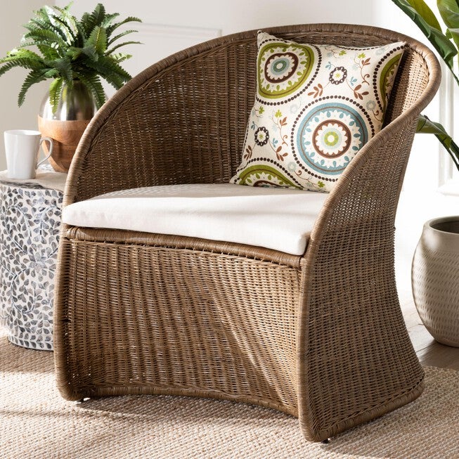 Kintamani Bohemian Greywashed Rattan Accent Chair, GREYWASHED, hi-res image number null