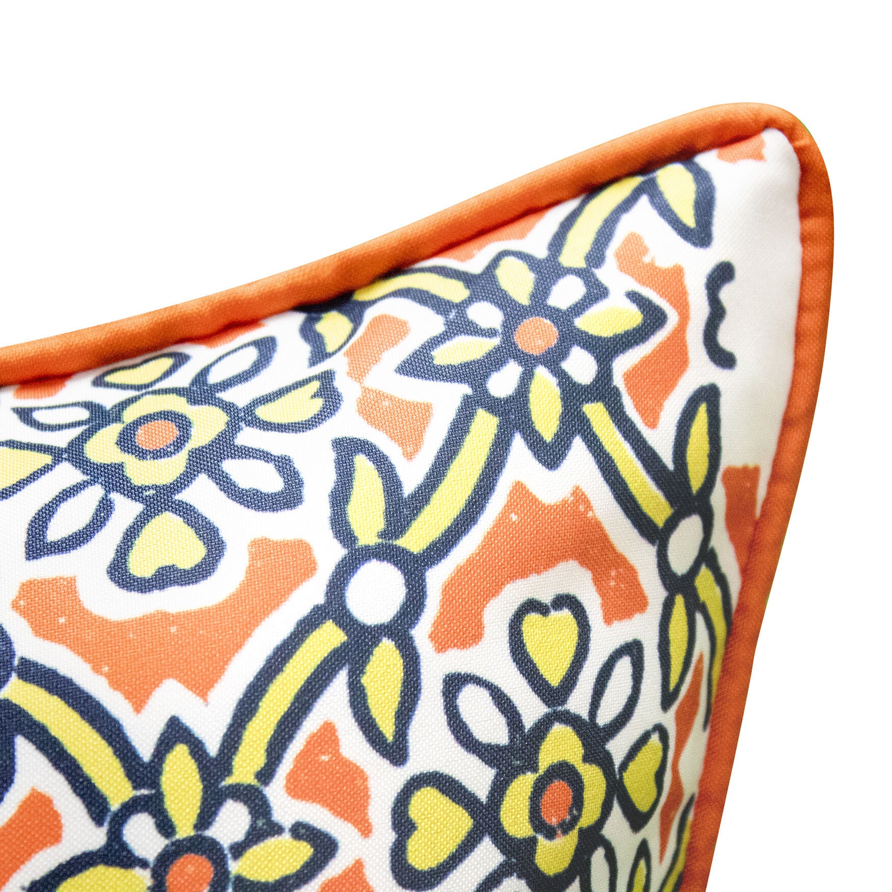 Indoor/Outdoor Reversible Antique Tile Print Decorative Throw Pillow 18X18, Leaf Multi, , alternate image number 2