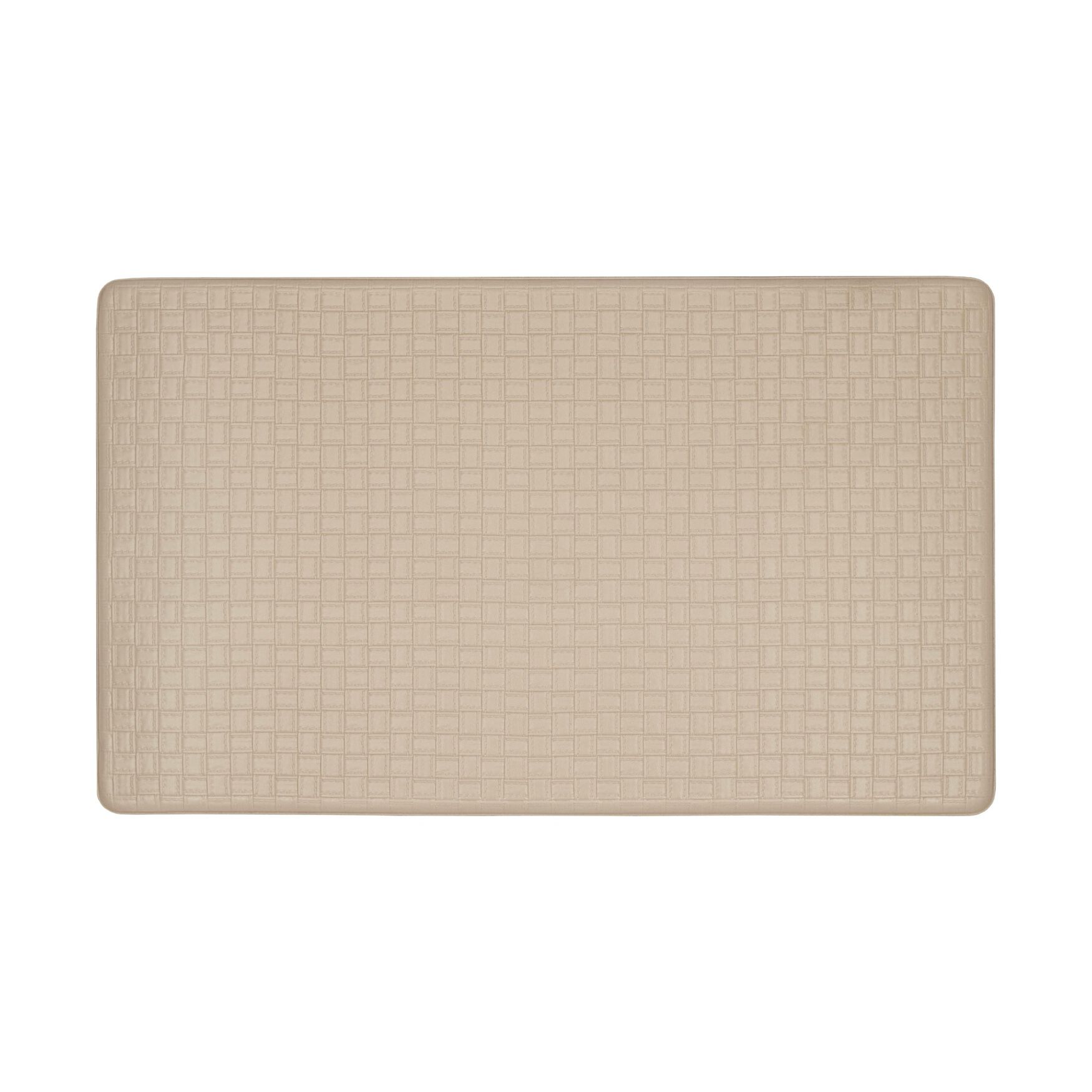 Woven Embossed Faux Leather Anti Fatigue Mat, TAN, hi-res image number 0