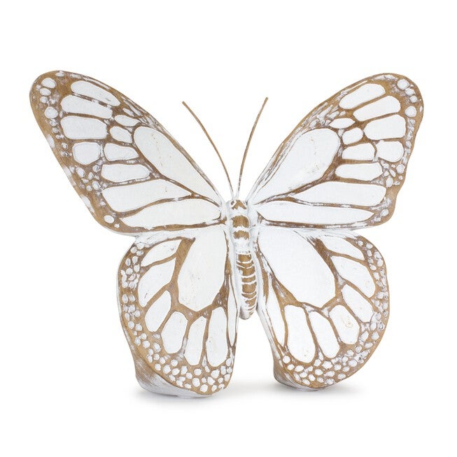 Butterfly (Set of 3) 6.75 inchesL x 5.5 inchesH, 7 inchesL x 5.5 inchesH, 7.25 inchesL x 5.75 inchesH Resin, WHITE/BROWN, alternate image number 1