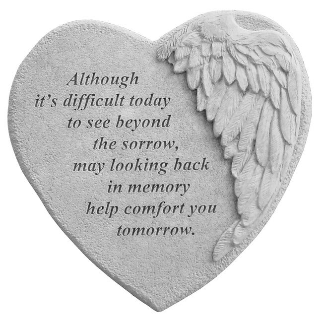 Although It'S Difficult Winged Heart- Garden Memorial Accent Stone, GREY, hi-res image number 0