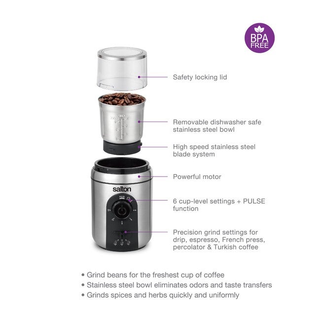 Stainless Steel Coffee, Spice & Herb Grinder, , on-hover image number null
