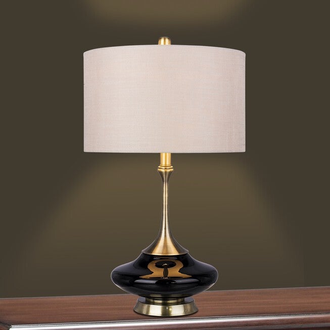26.5 inches Black & Antique Brass Glass Table Lamp, BLACK ANTIQUE BRASS, hi-res image number 0