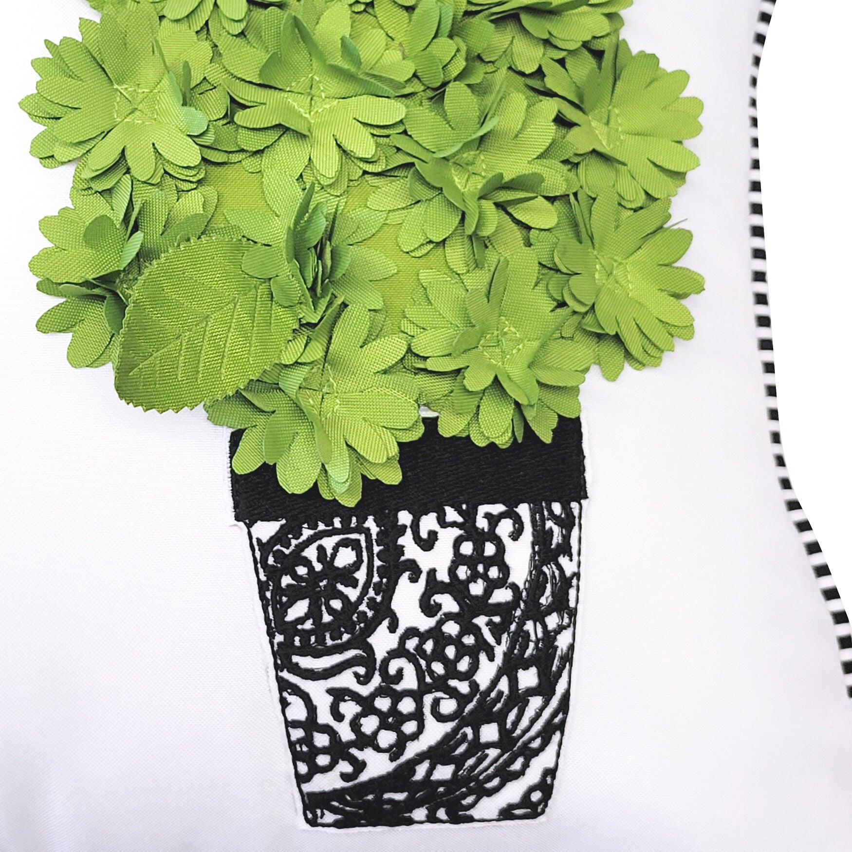 Indoor/Outdoor Dimensional Topiary Lumbar W Crewel Embroidered Pots Decorative Throw Pillow 13X25, Leaf Multi, , alternate image number 7