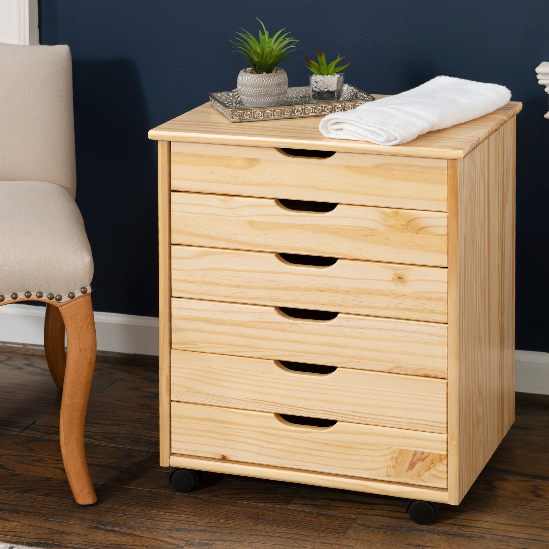 Croghan Six Drawer Wide Rolling Storage Cart, , on-hover image number 1