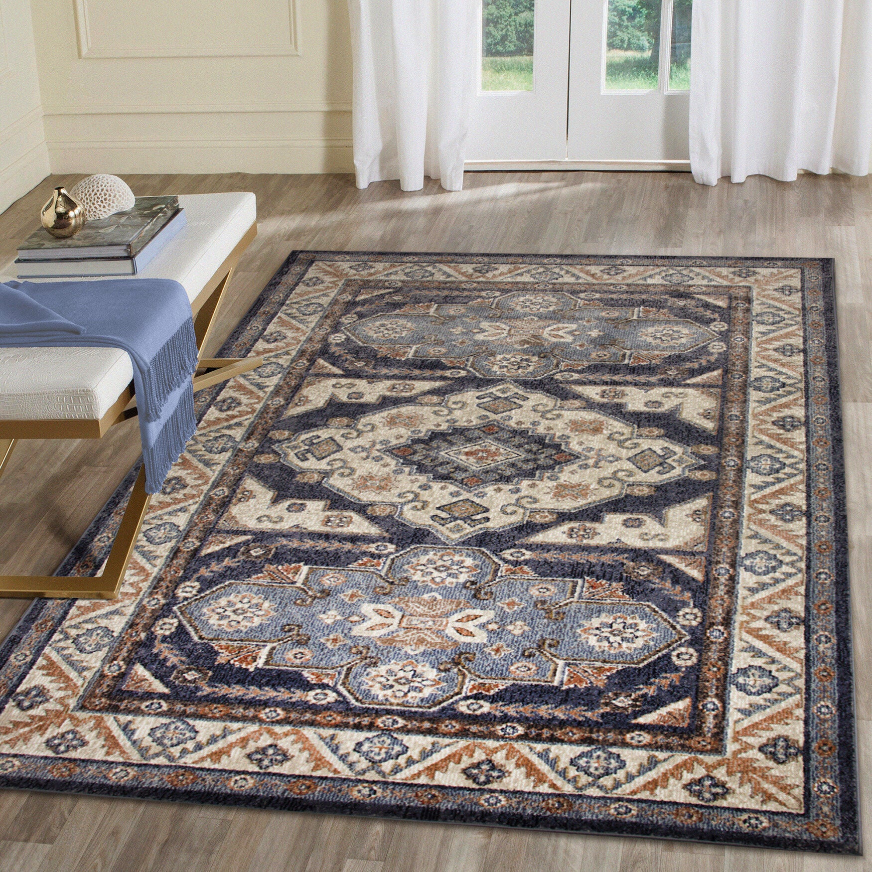 Ariana Floral Medallion Indoor Area Rug Blue, , alternate image number 5