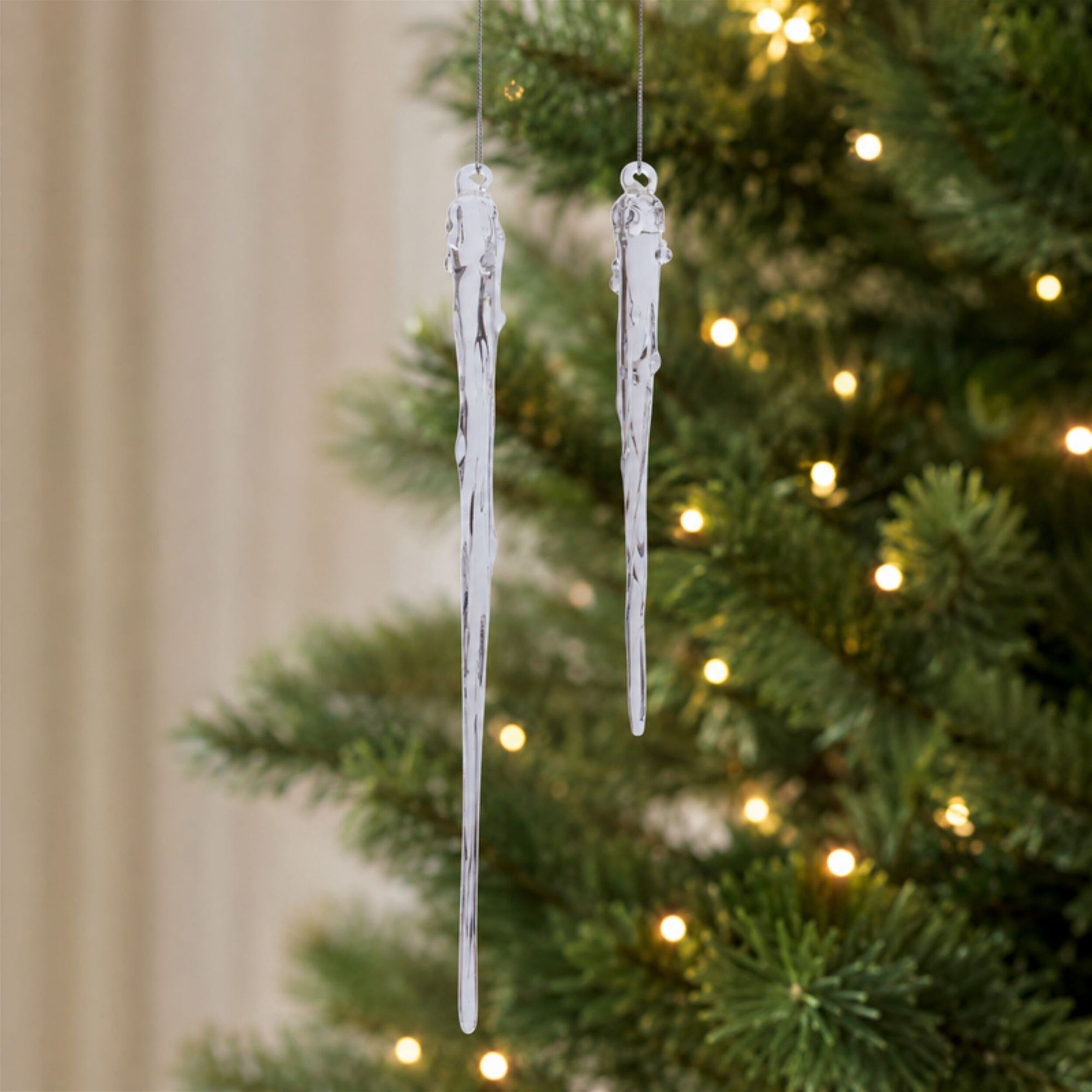 Glass Dripping Icicle Ornament (Set of 6), CLEAR, alternate image number 2