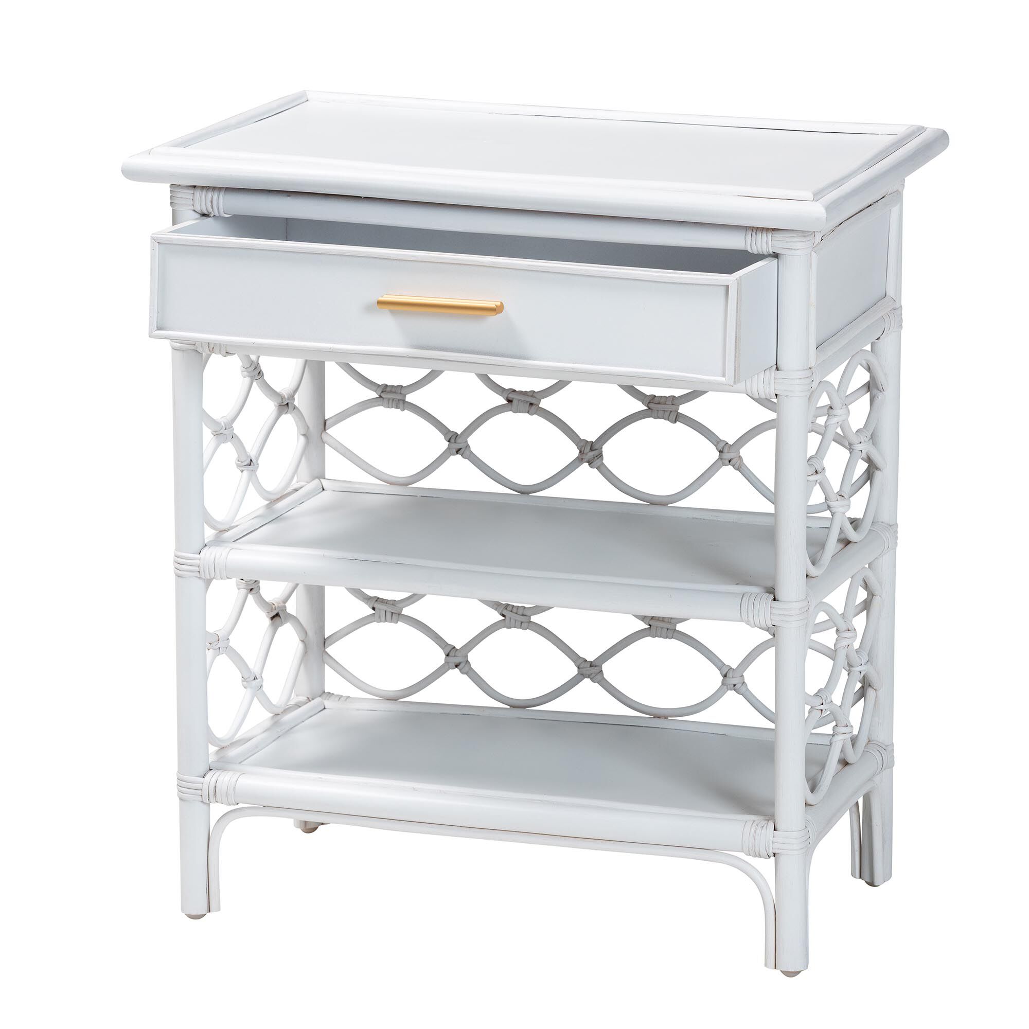 Akane Natural Rattan Nightstand, White, WHITE, alternate image number 2