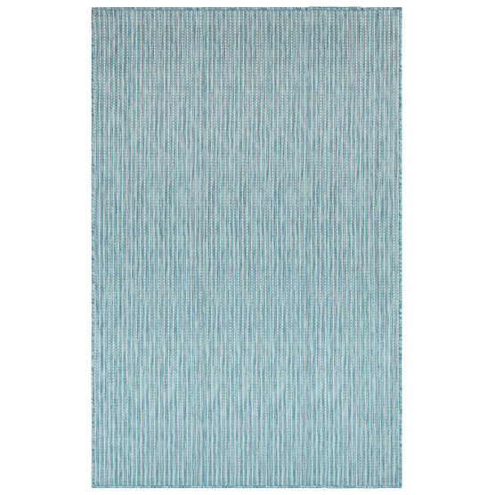 Liora Manne Carmel Texture Stripe Indoor/Outdoor Rug, AQUA, hi-res image number null