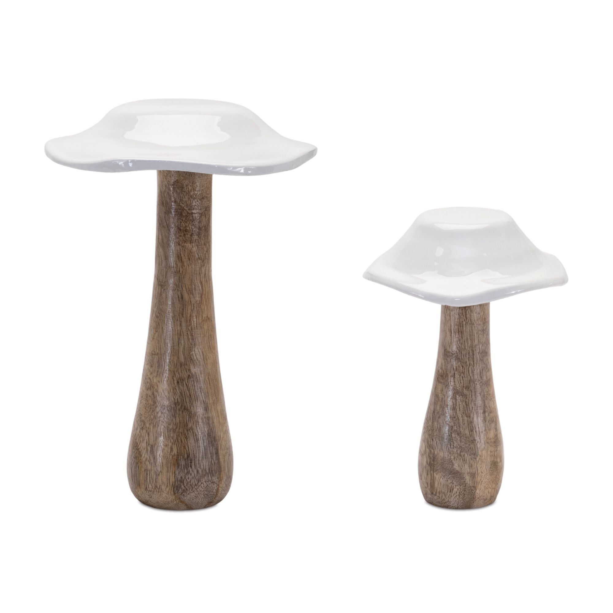 Wood Mushroom Decor (Set of 4), WHITE BROWN, hi-res image number 0