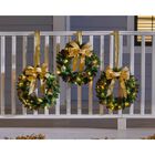 Set Of 3 Cordless Pre-Lit Mini Christmas Wreaths, GOLD, hi-res image number 0